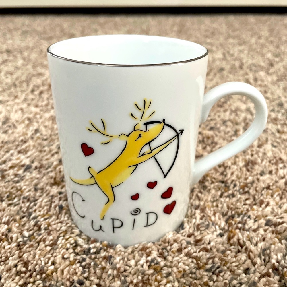 Pottery Barn Santa’s  Reindeer CUPID Ceramic/Porcelain Mug Christmas Made Japan